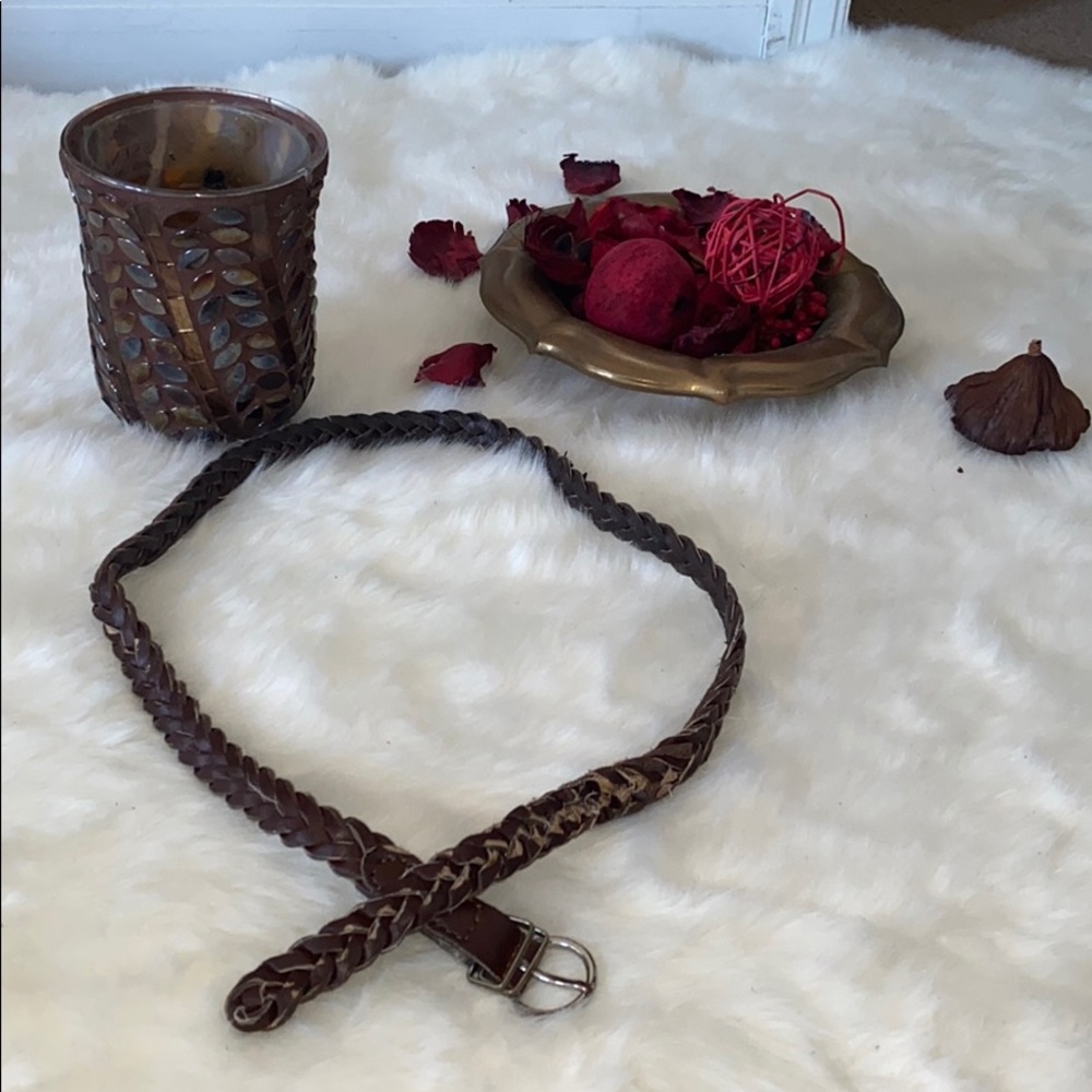 Garage Brown faux leather braided belt